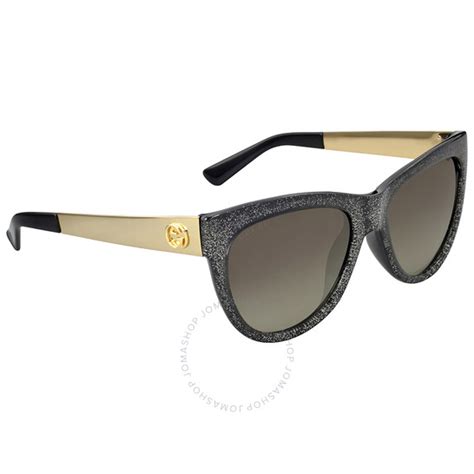 Gucci Grey Glitter and Gold Cat Eye Sunglasses 